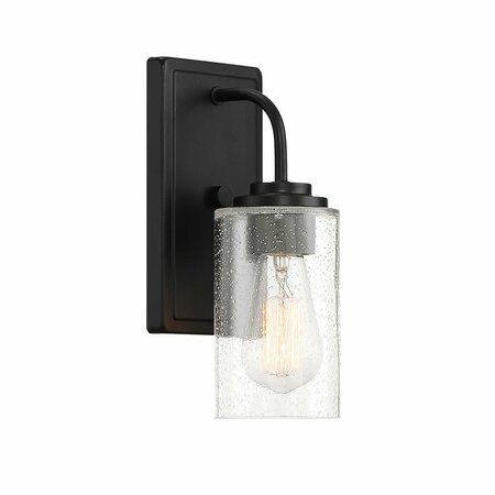 DESIGNERS FOUNTAIN Logan 4.5in 1-Light Matte Black Transitional Indoor Wall Sconce with Clear Seedy Glass Shade 96401-MB